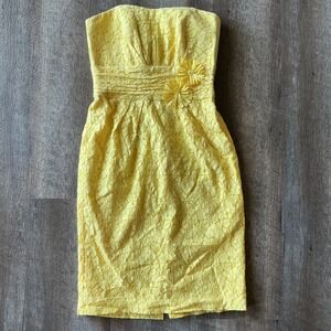NWT David's Bridal Sunbeam Yellow Lace Strapless Cocktail Dress Size 4 NWT
